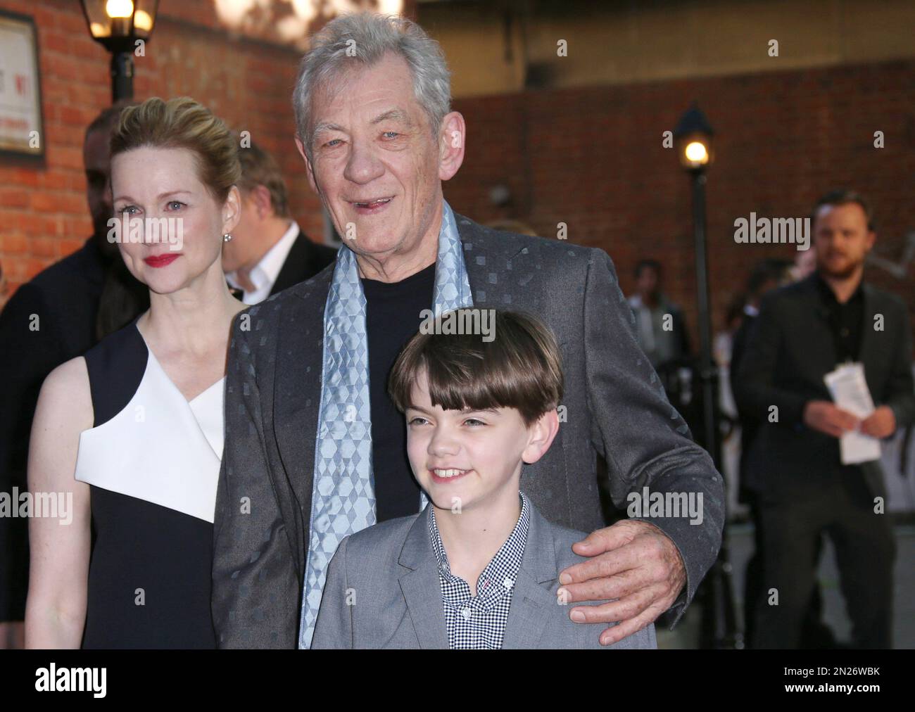 Milo Linney Laura Linney, Sir Ian McKellen and Milo Parker pose for photographers ...