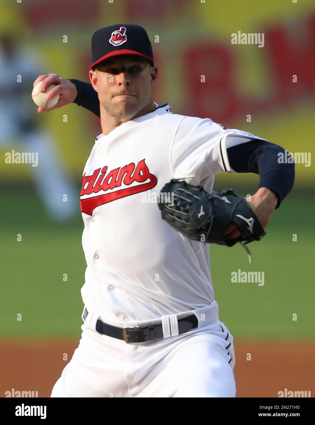 Cleveland Indians starting pitcher Corey Kluber pitches to Seattle