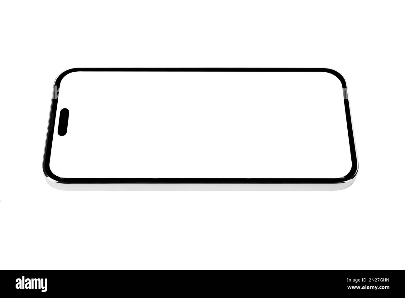 Smartphone iPhone Mockup Black Frameless With a White Screen, Based on