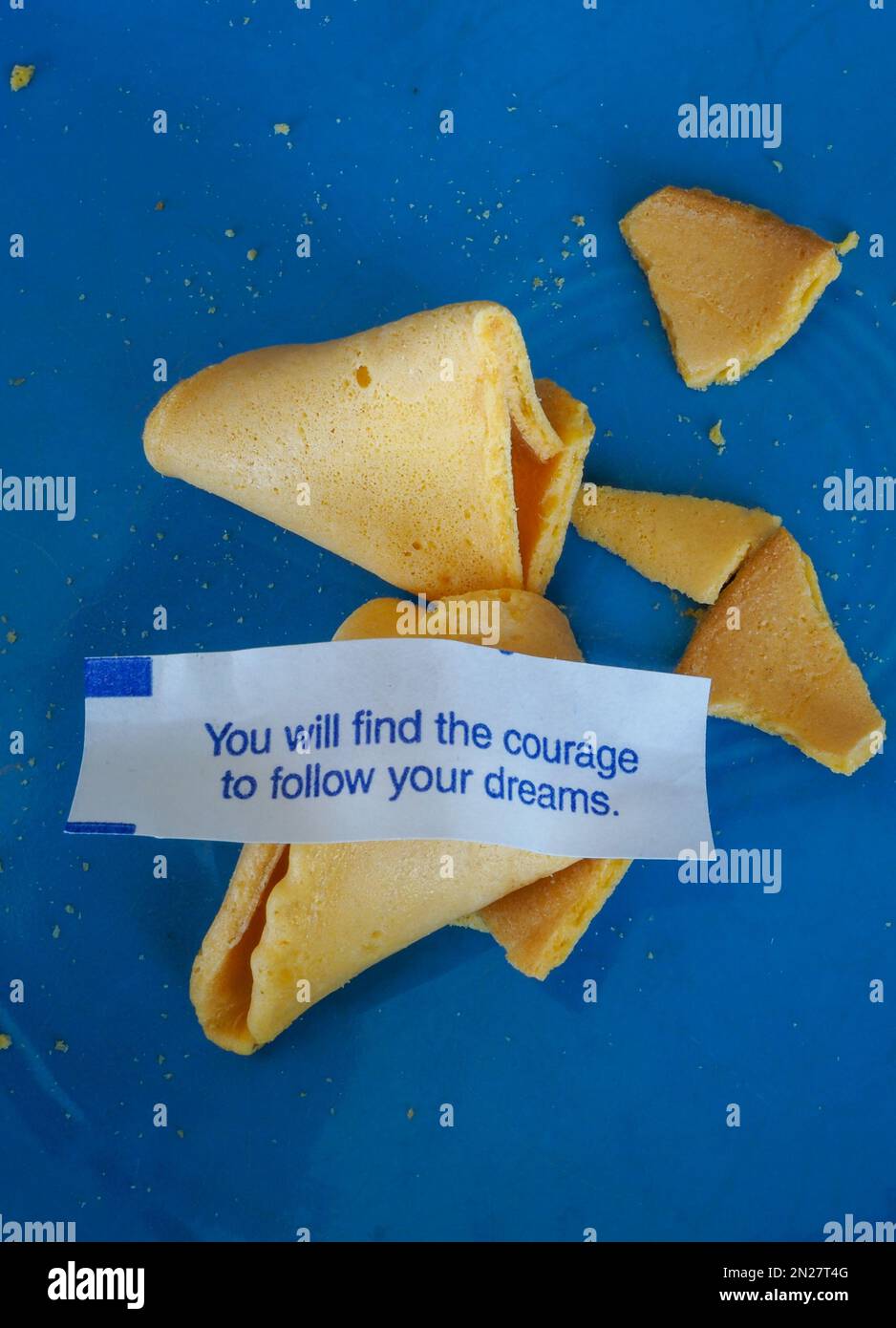 Fortune cookie predicts you will find the courage to find success in life Stock Photo
