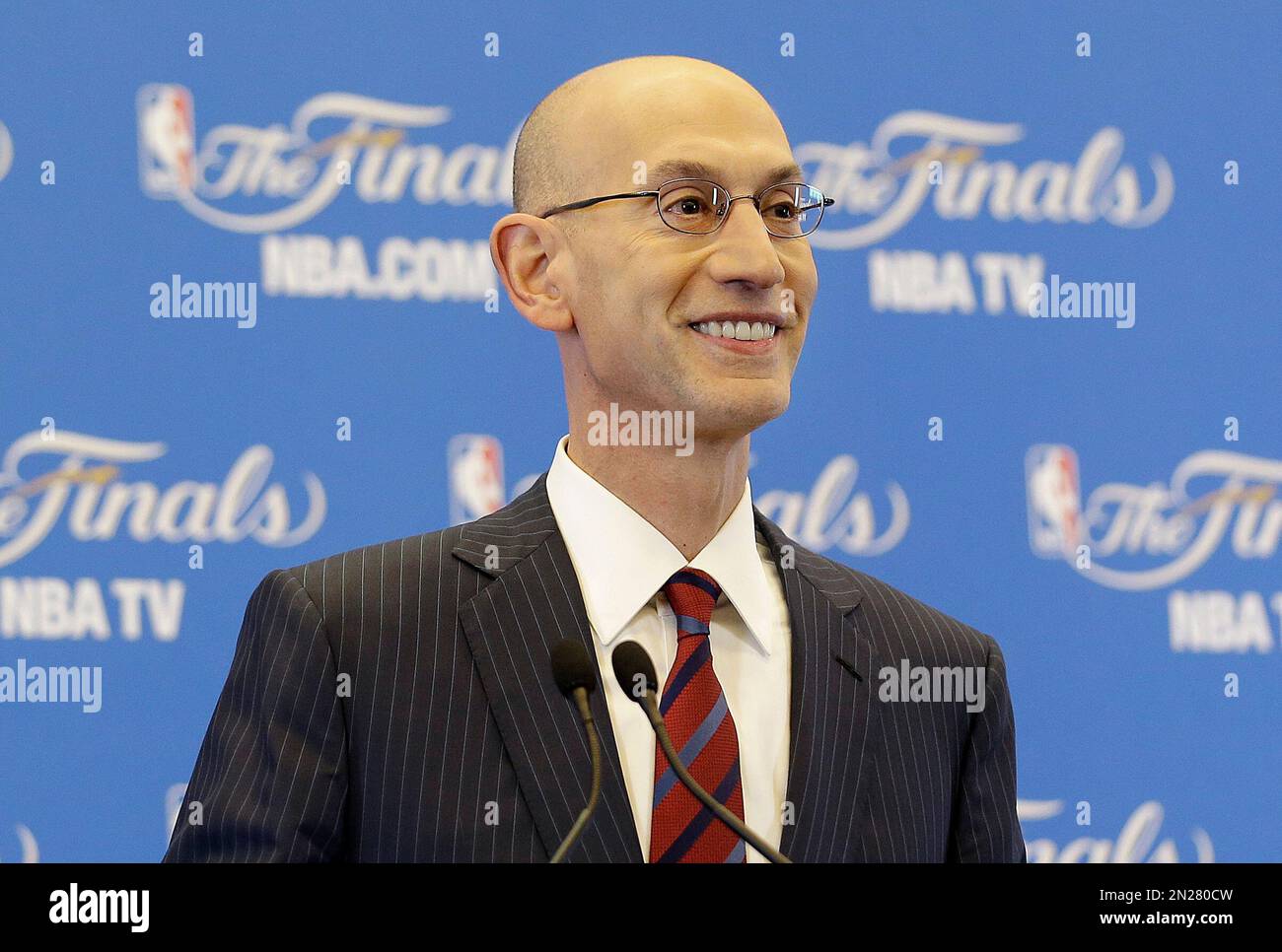 NBA Commissioner Adam Silver speaks at a news conference before Game 1 ...