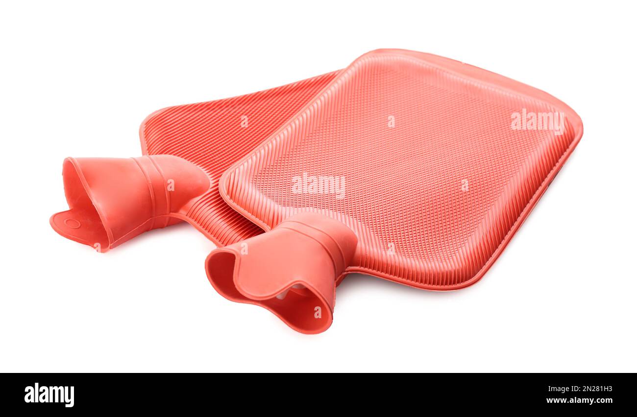 Rubber hot water bottles isolated on white Stock Photo Alamy