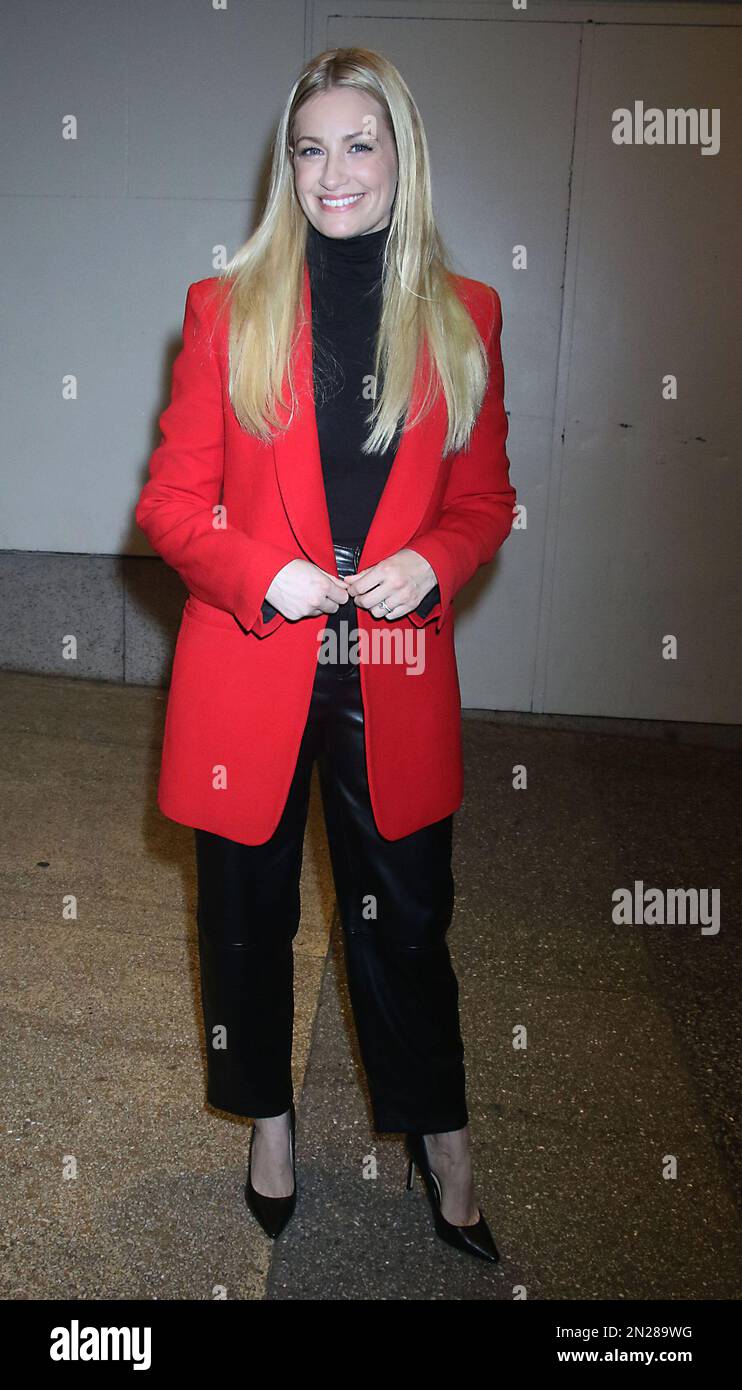 Beth Behrs in a bright red blazer at ‘CBS Morning’ in New York City ...