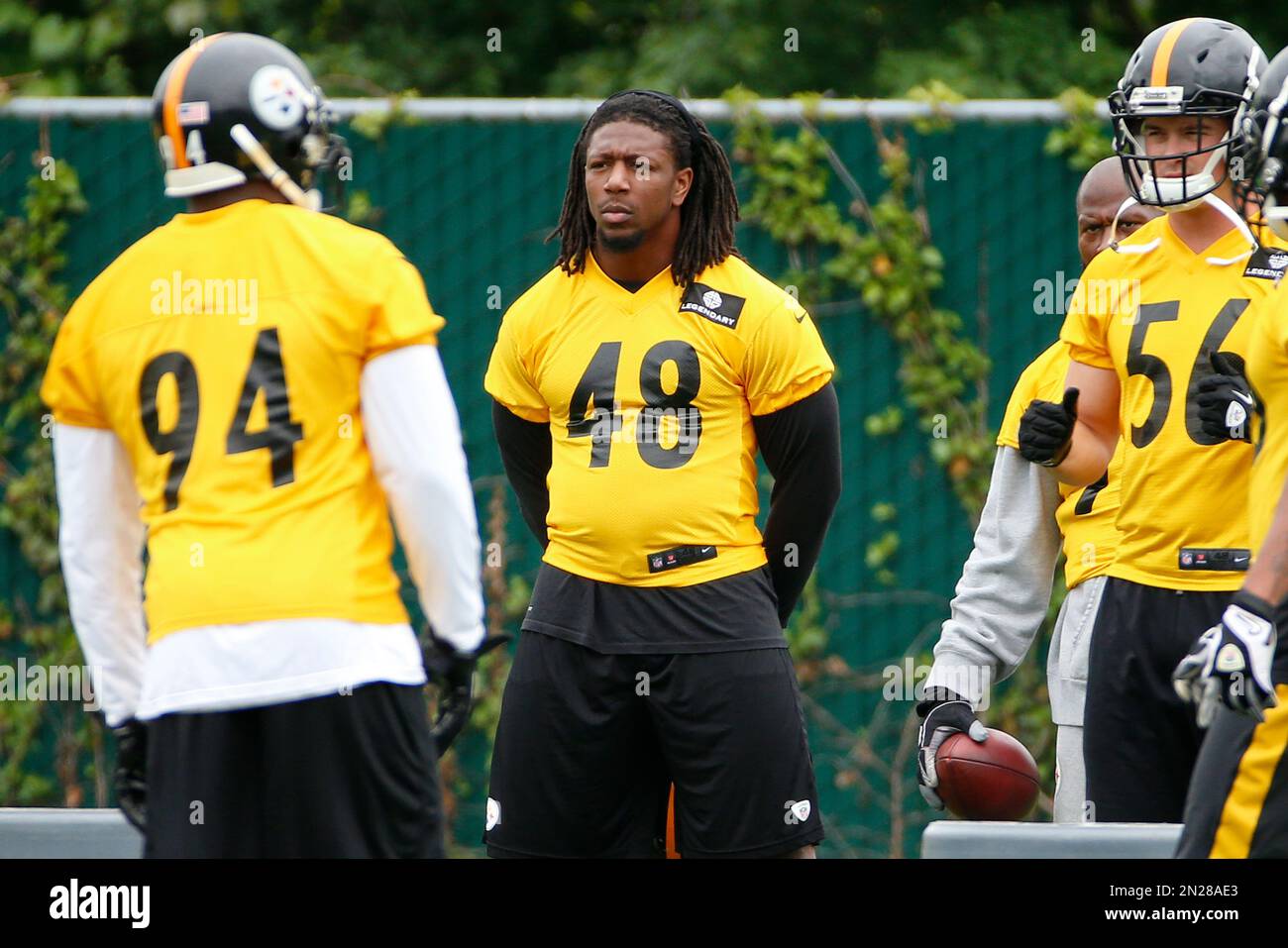 Pittsburgh Steelers linebacker Bud Dupree (48) takes a break between drills during an NFL