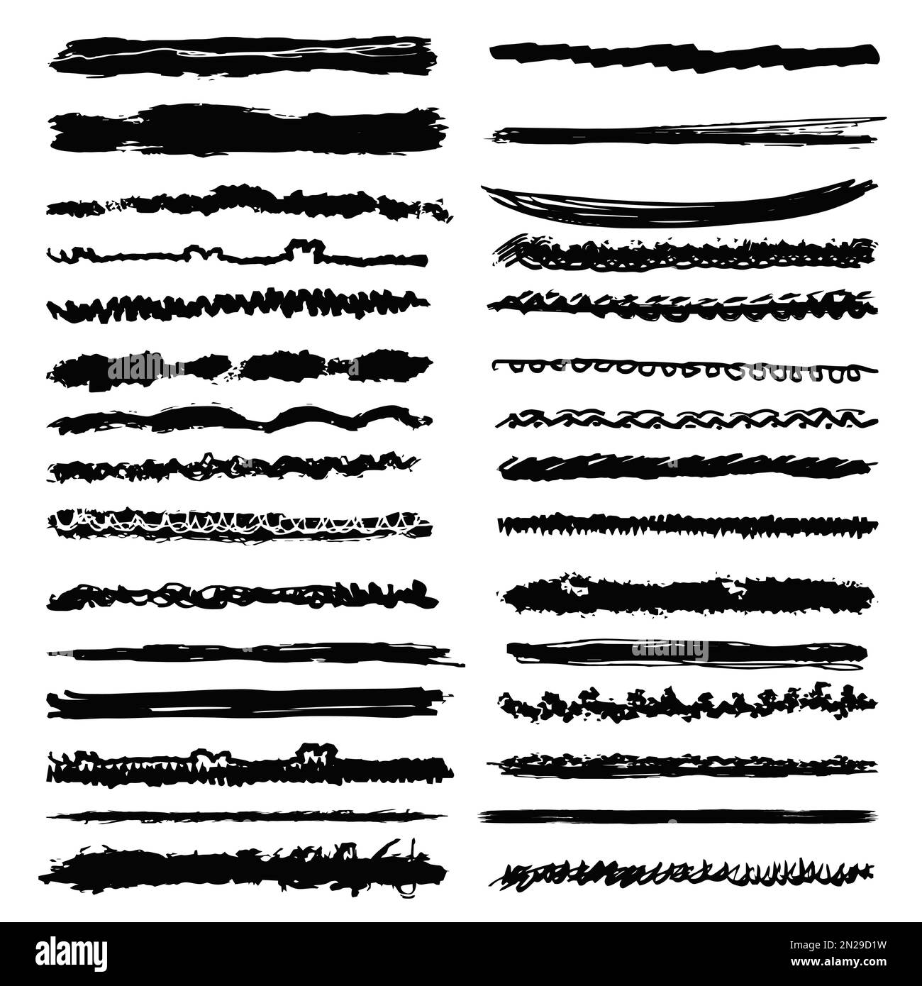 Collection of hand drawn lines, brush lines, brush strokes, underlines