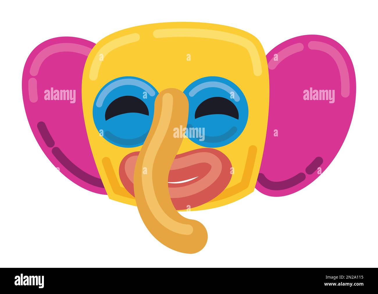 Marimonda mask with happy gesture and colorful fabrics. Design in flat style and outlines for shadows effect. Stock Vector