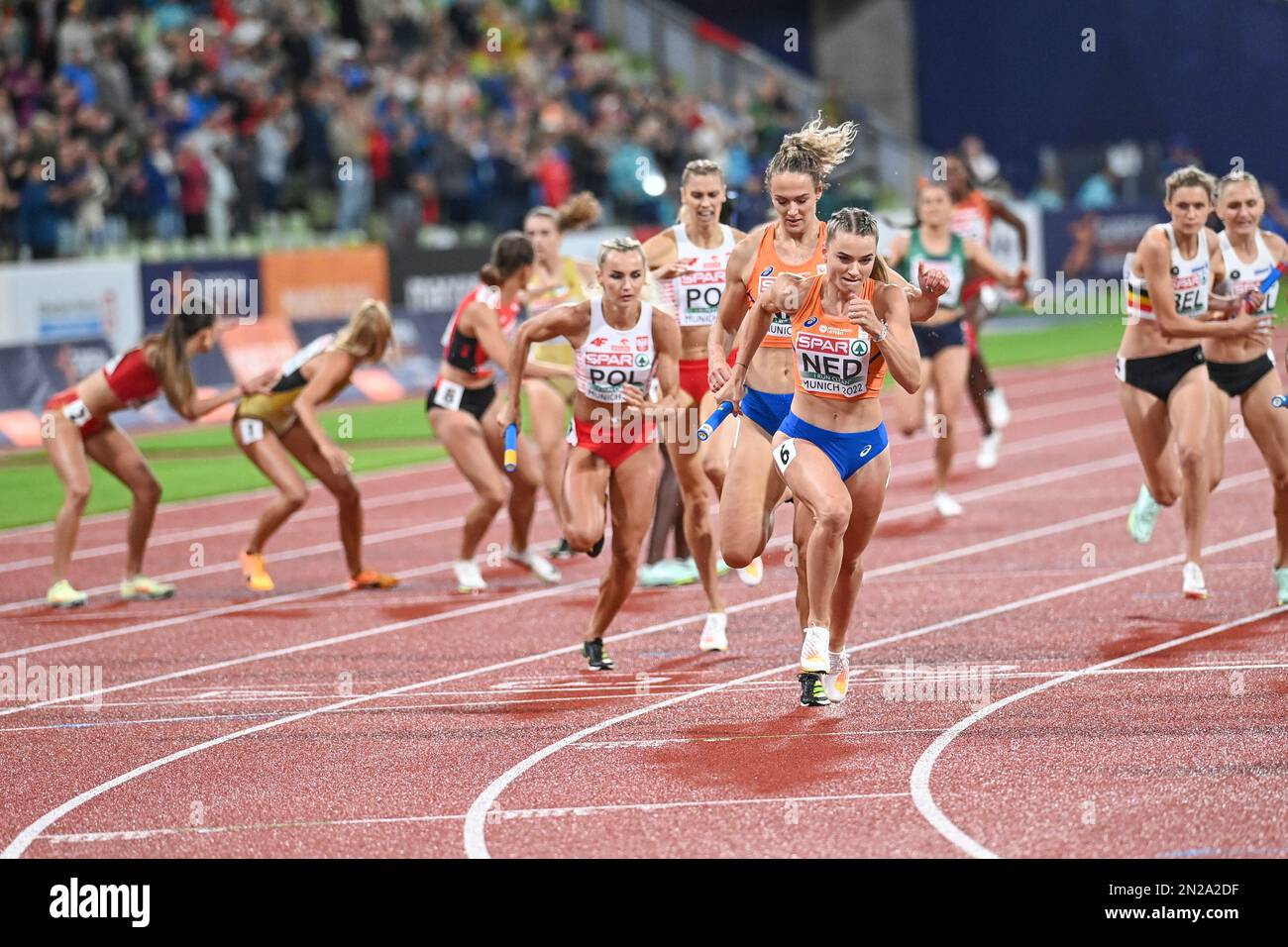 Lisanne de Witte (Netherlands). 4x400 relay race women Gold Medal. European Championships Munich 2022 Stock Photo