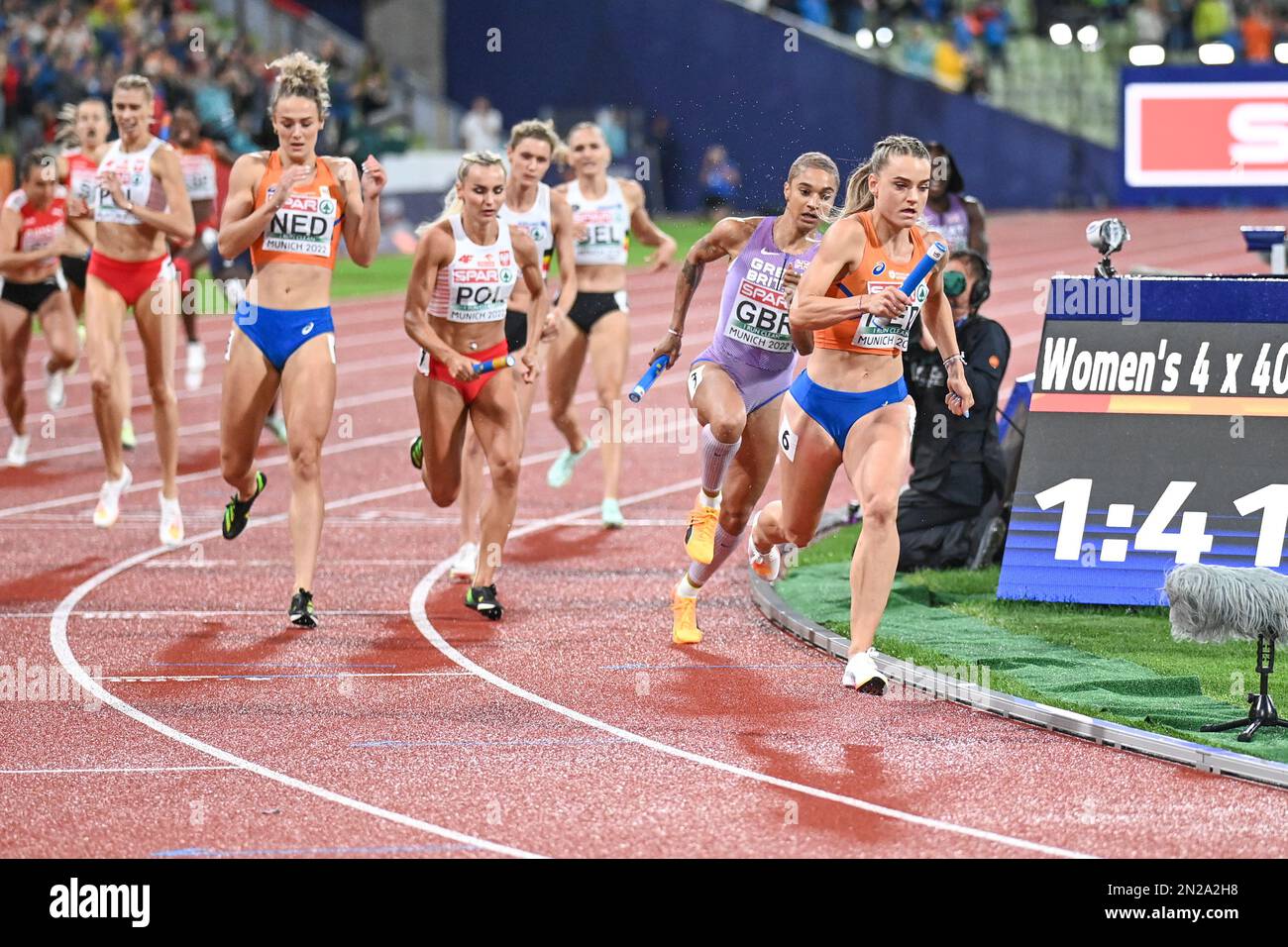 Lisanne de Witte (Netherlands). 4x400 relay race women Gold Medal. European Championships Munich 2022 Stock Photo