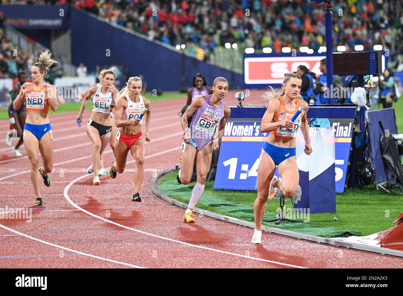 Lisanne de Witte (Netherlands). 4x400 relay race women Gold Medal. European Championships Munich 2022 Stock Photo