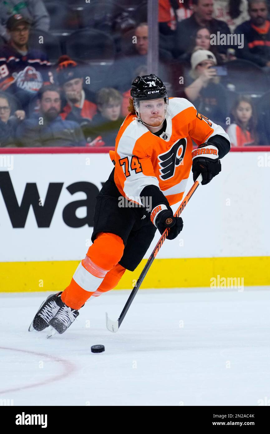 Philadelphia Flyers' Owen Tippett plays during an NHL hockey game ...