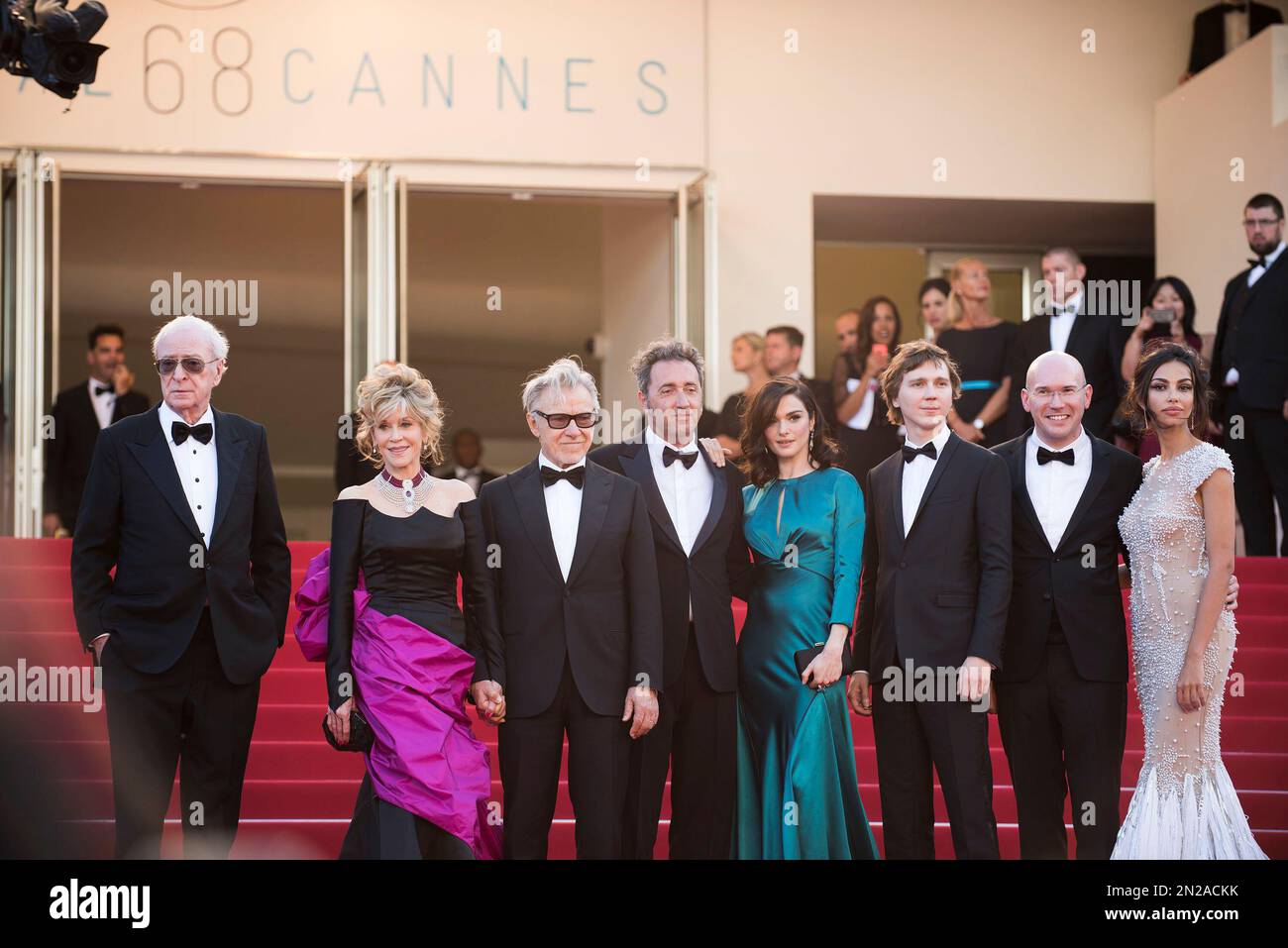 From left, Michael Caine, Jane Fonda, Harvey Keitel, director Paolo Sorrentino, Rachel Weisz