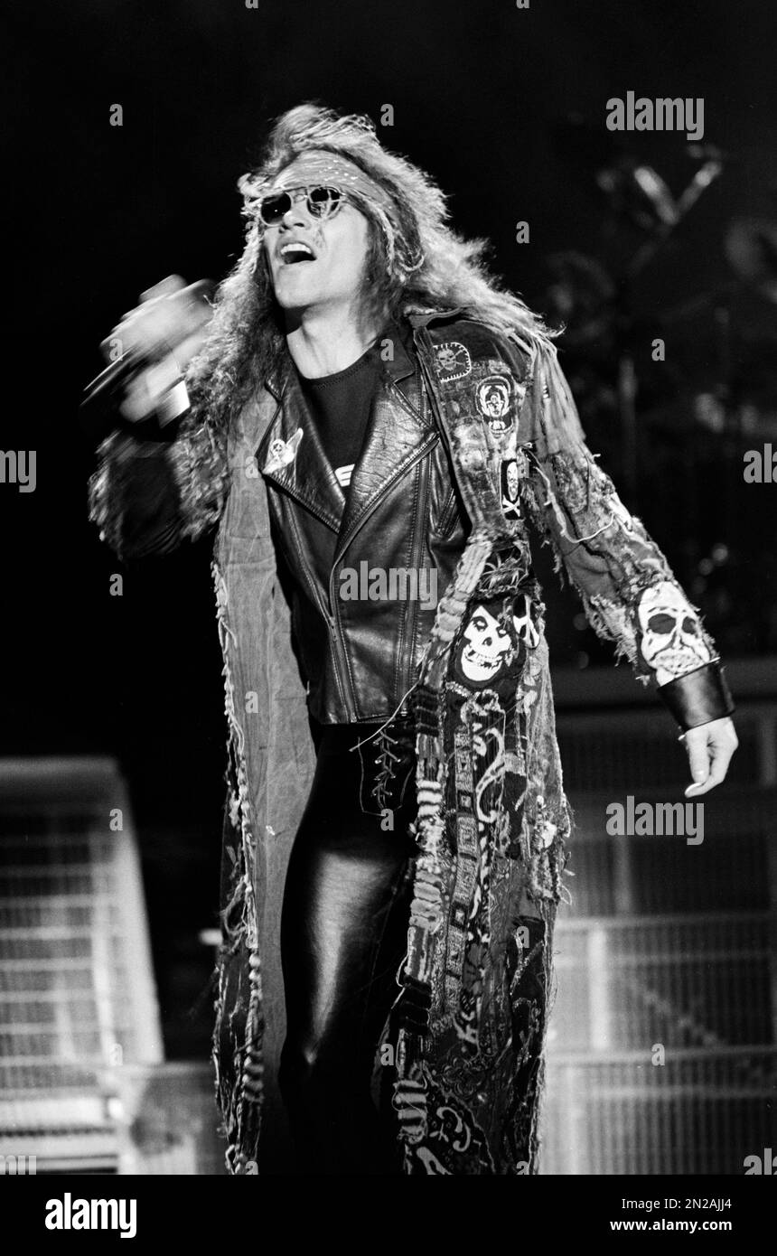 Jon Bon Jovi of Bon Jovi in Concert 1987 in San Francisco, California.  Credit: Ross Pelton/MediaPunch Stock Photo - Alamy
