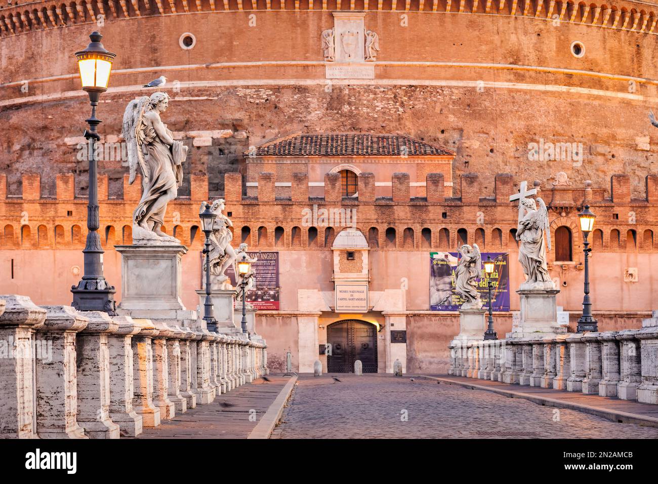 Castel Sant'Angelo and Ponte Sant'Angelo in Rome, Italy Stock Photo