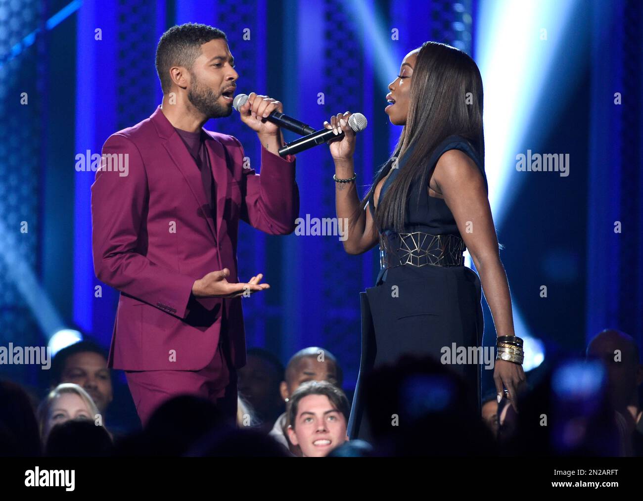 Jussie Smollett, left, and Estelle, perform a medley from the ...