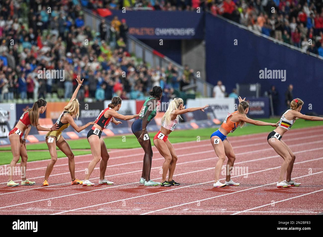 4x400 relay race women. European Championships Munich 2022 Stock Photo