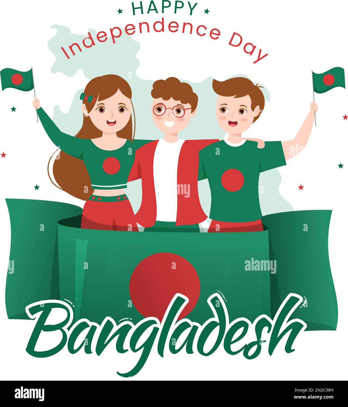 Happy Independence Day of Bangladesh on March 26th Illustration with