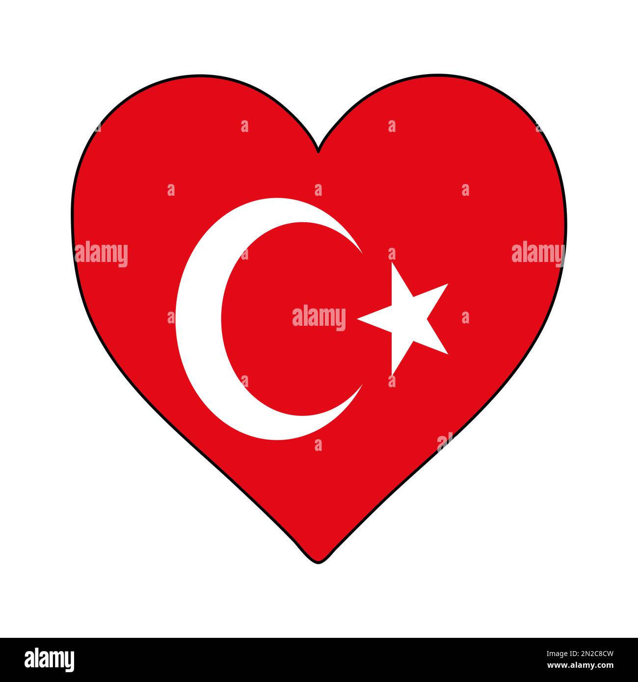 Türkiye Heart Shape Flag. Love Türkiye. Visit Türkiye. Western Asia. Asia. Vector Illustration Graphic Design. Turkey Stock Vector