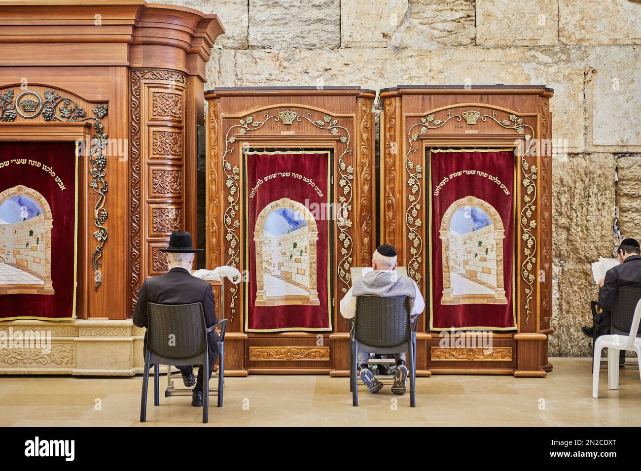 Room for prayers. To the left of the Wailing Wall with the saints is