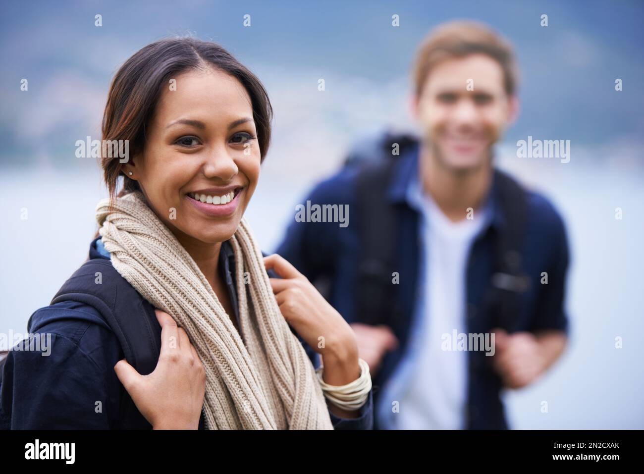 Attractive young couple hikers hi-res stock photography and images - Alamy