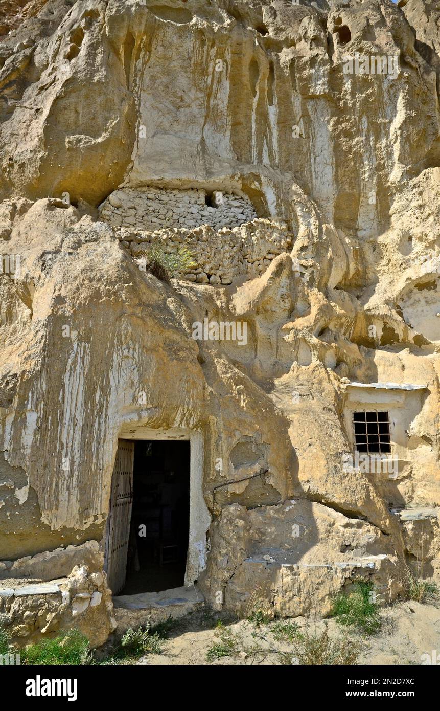 Entrance of a historic cave house, Cuevas del Almanzora, Andalusia, Spain Stock Photo