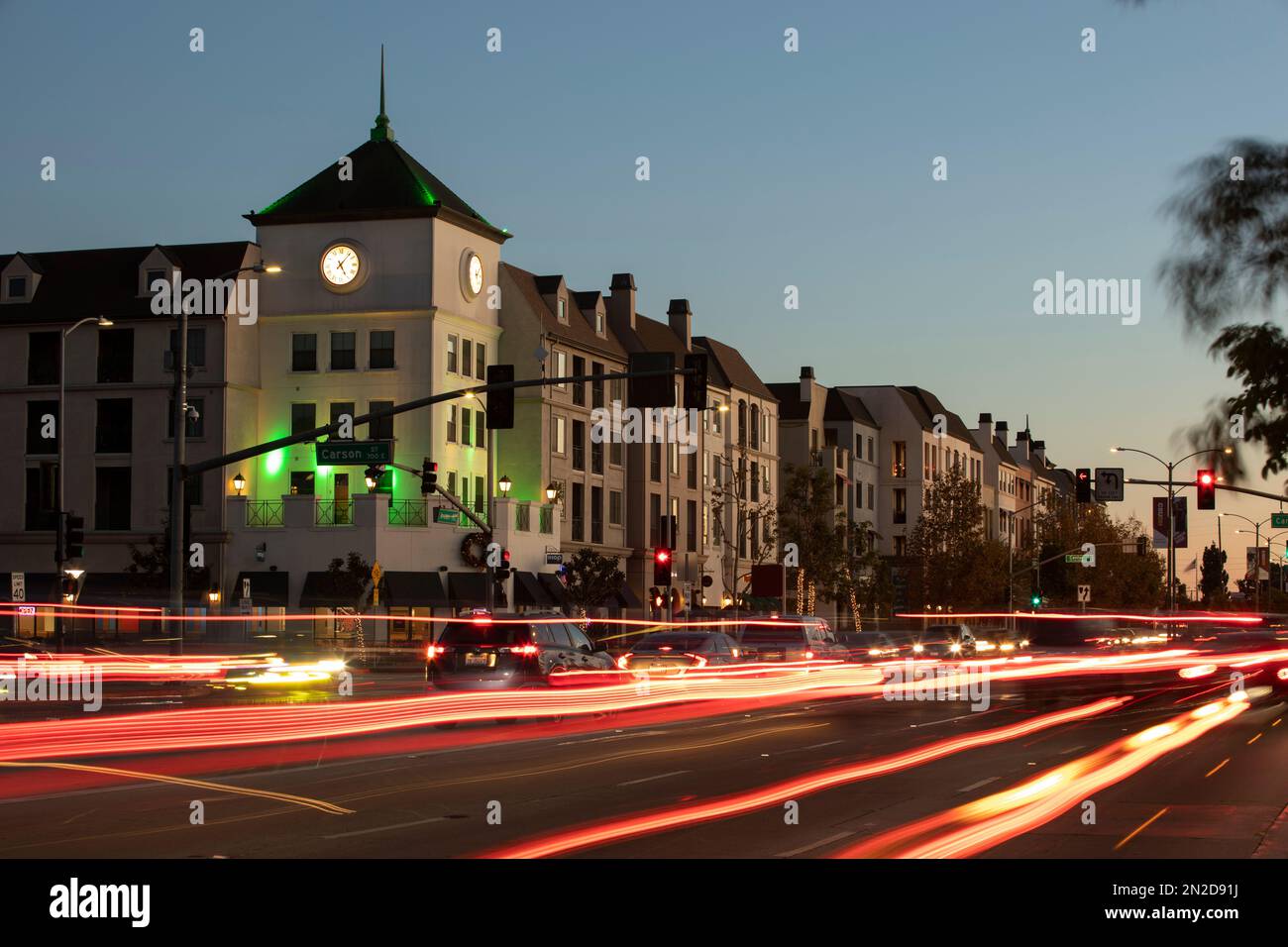 Carson, California, USA November 25, 2022 Night time traffic streams
