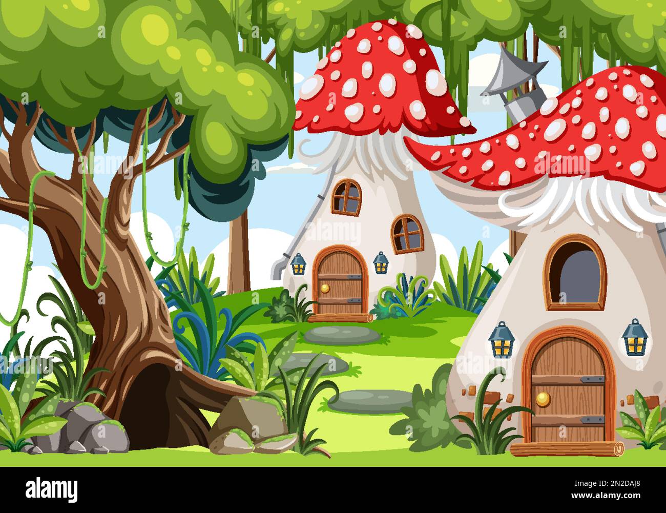 Fairytale house in forest scene illustration Stock Vector Image & Art ...