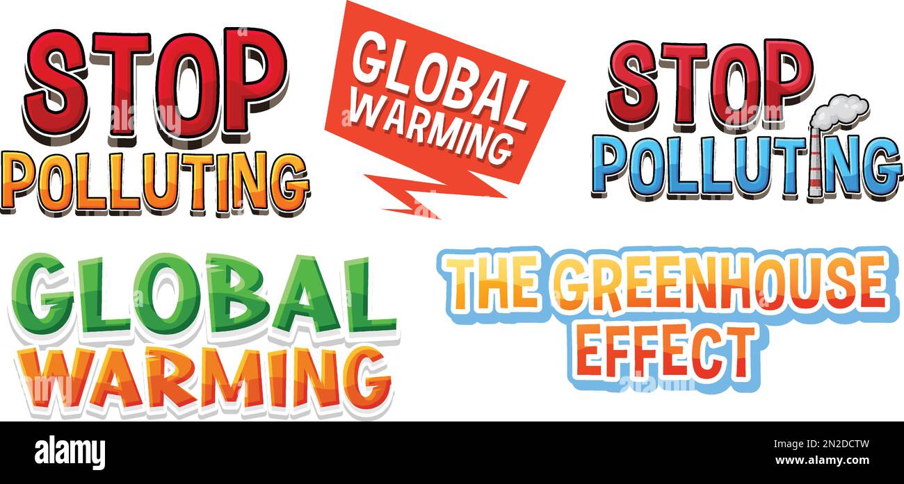 Set of global warming banner sign illustration Stock Vector Image & Art ...