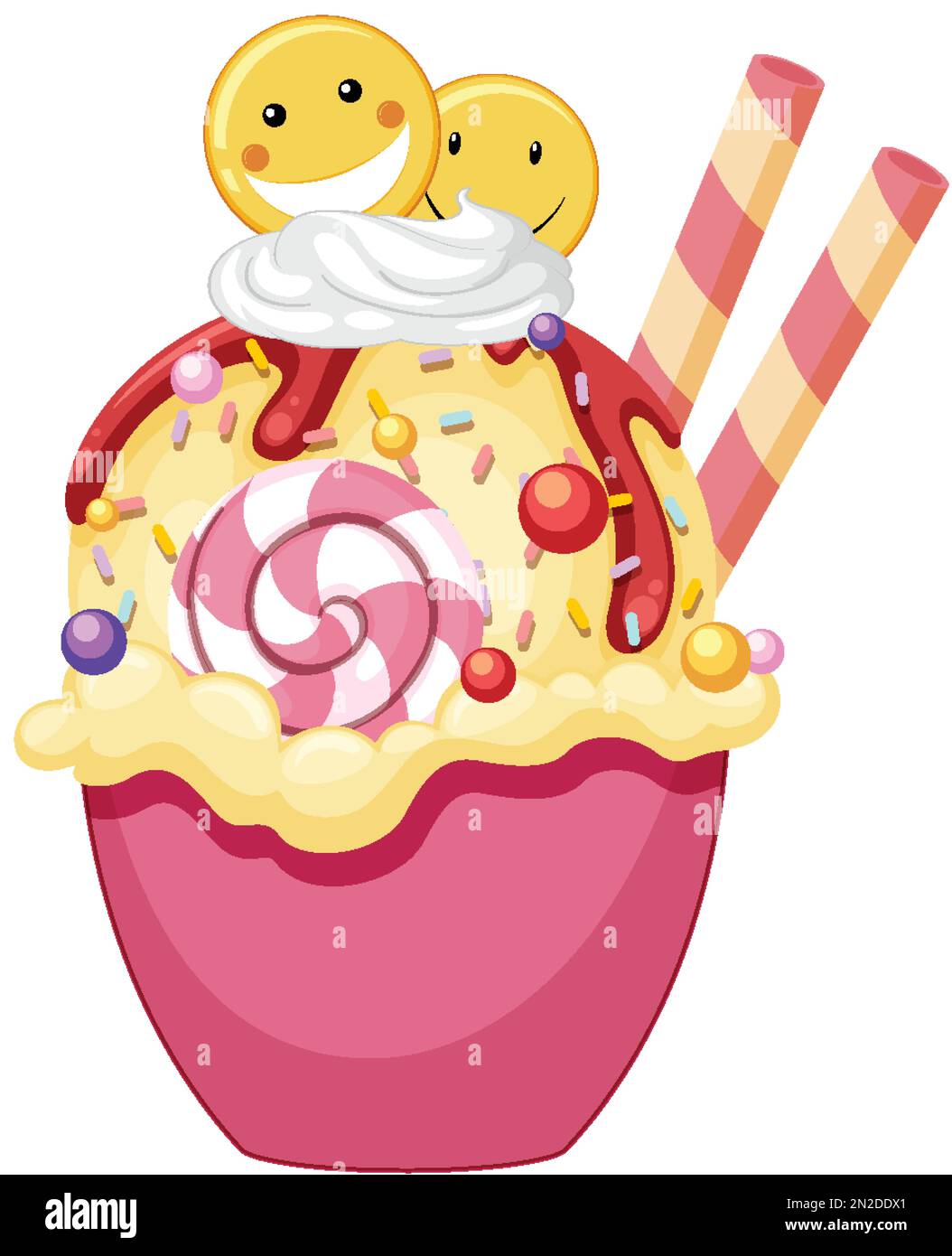 Vanilla ice cream served in a bowl illustration Stock Vector Image ...