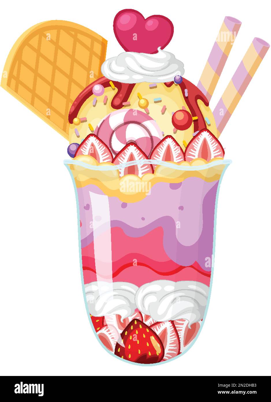 Ice cream sundae served in a glass illustration Stock Vector Image