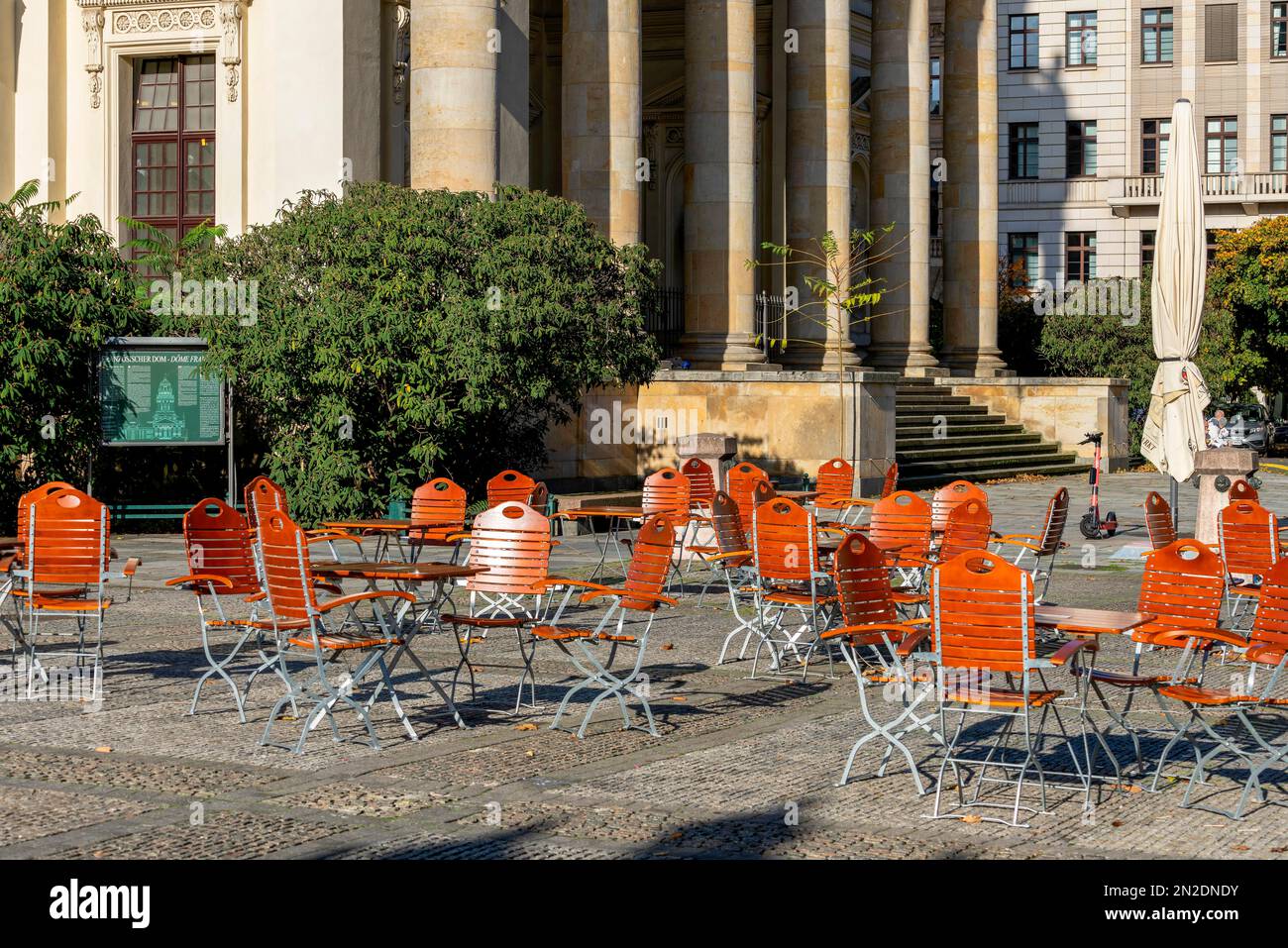 Outdoor seating of restaurants at Gendarmenmarkt during the Corona