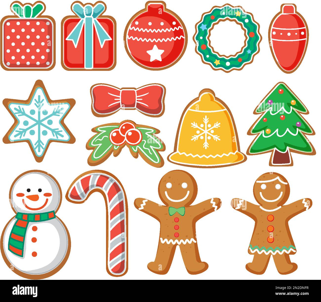 Christmas gingerbread cookies collection illustration Stock Vector
