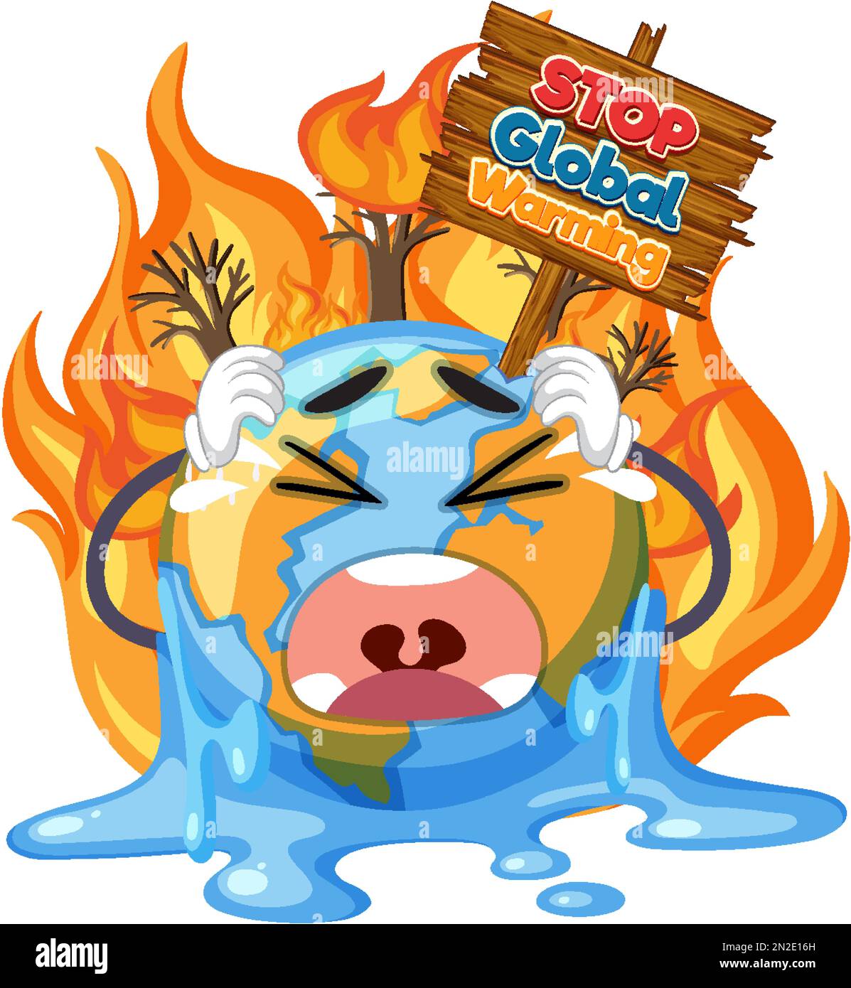 Stop global warming vector concept illustration Stock Vector Image ...