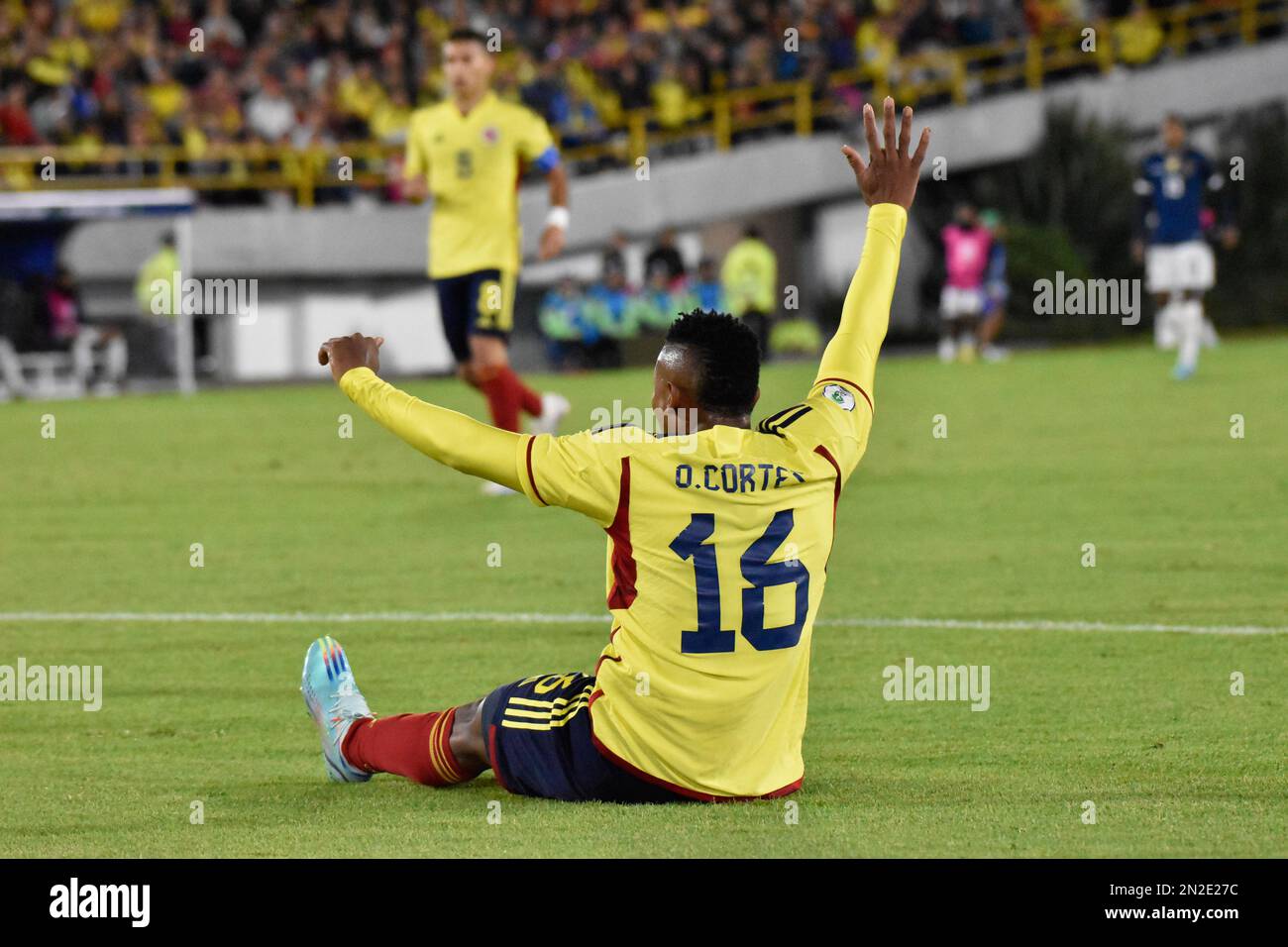 Bogota, Colombia, february 6, 2023. Colombia's Oscar Cortes during the CONMEBOL U-20 tournament match between Brazil (2) and Paraguay (0) in Bogota, Colombia, february 6, 2023. Photo by: Cristian Bayona/Long Visual Press Stock Photo