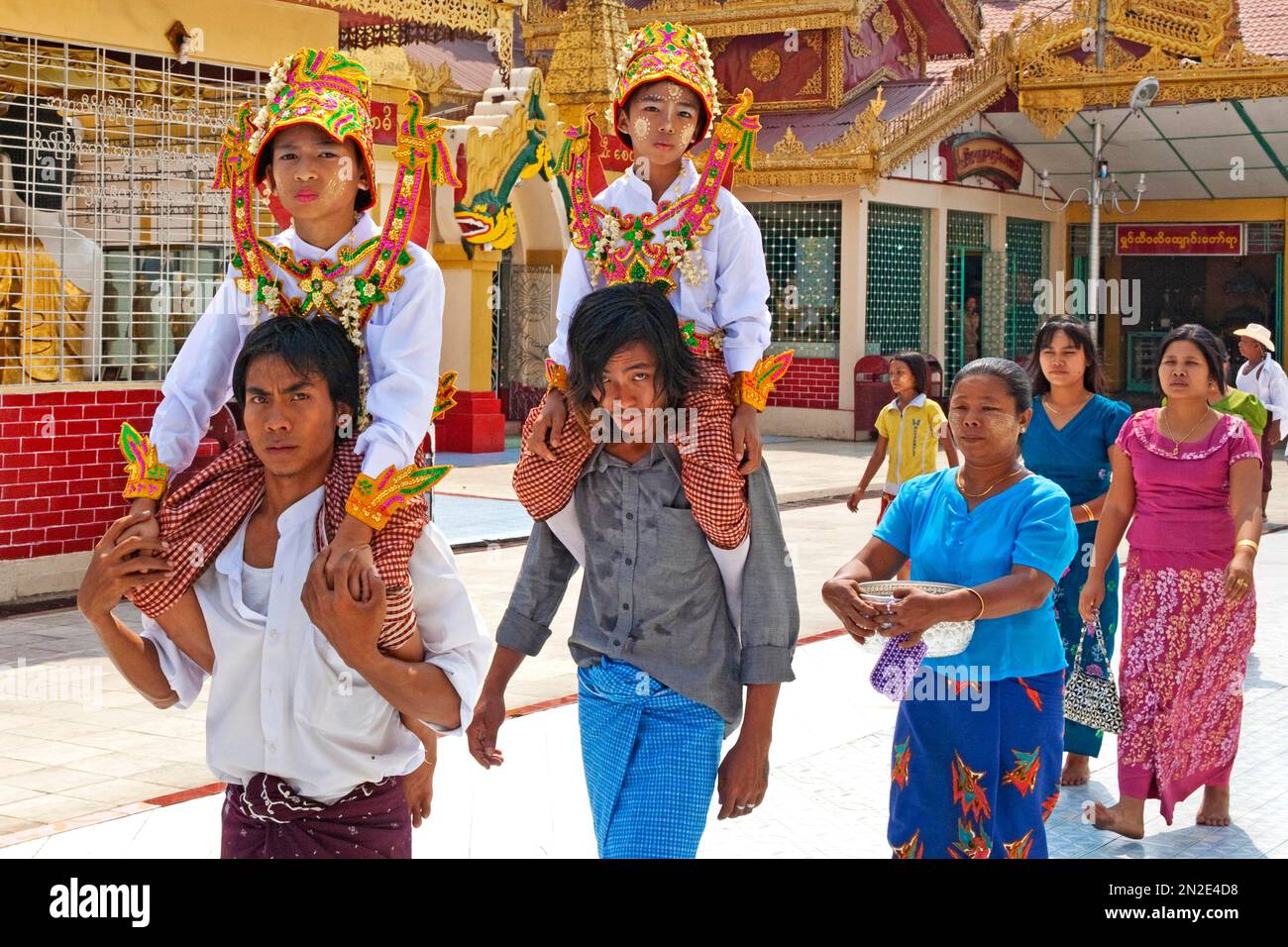 Ordination ceremony at Botataung Pagoda, Yangon, Myanmar, Yangon, Myanmar Stock Photo