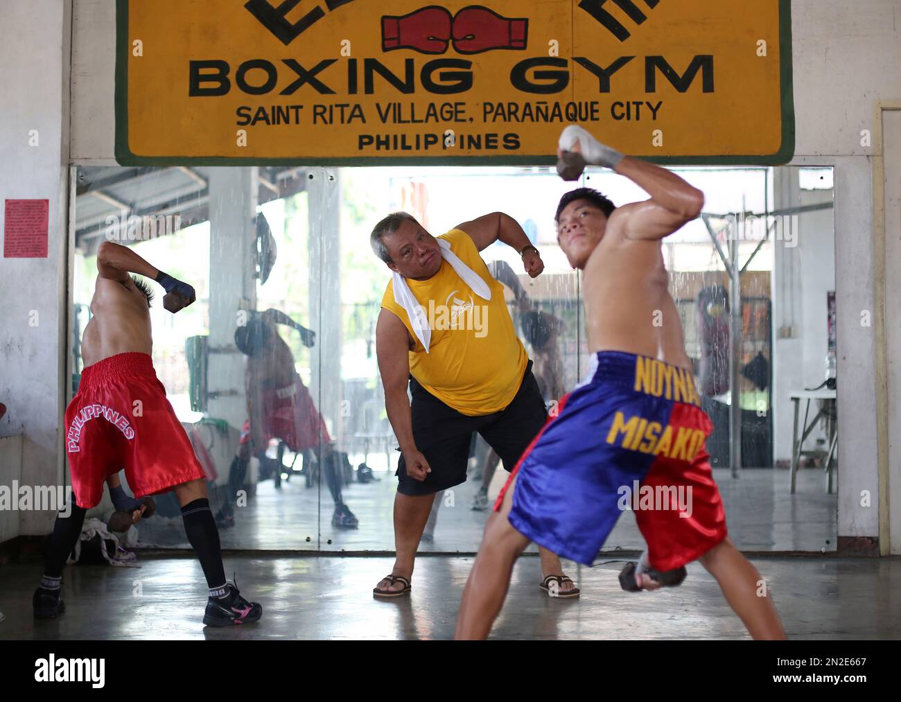 In this April 22, 2015, photo, Filipino boxing promoter and trainer