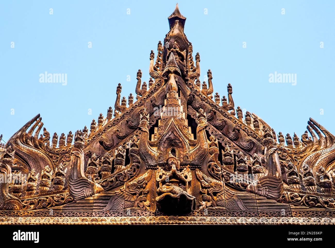 Shwenandaw Monastery with wood carvings, Mandalay, Myanmar, Mandalay, Myanmar, Asia Stock Photo