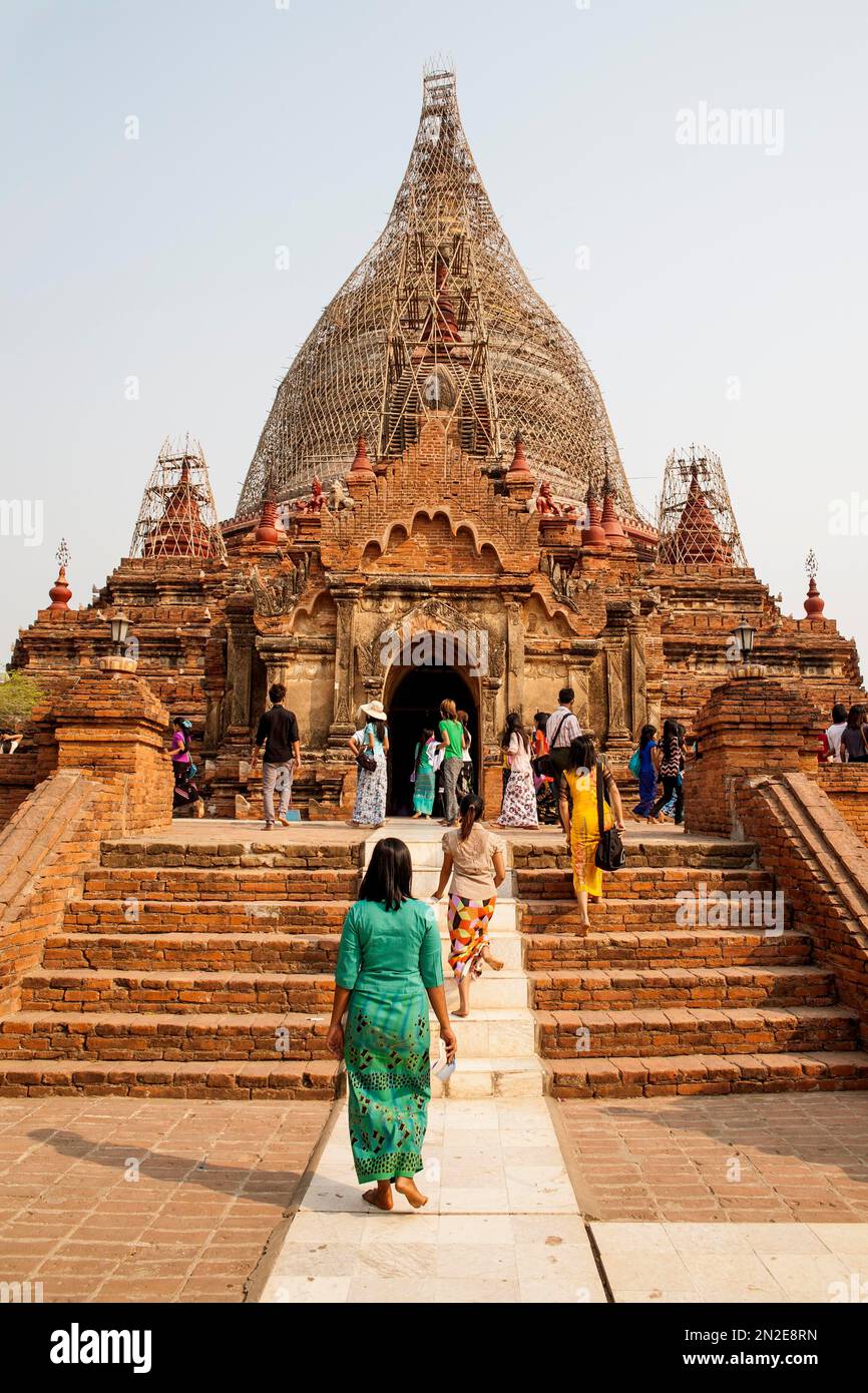 Dhammayazika brick pagoda, terracotta tiles with scenes from the Jataka, Bagan, Myanmar, Asia Stock Photo