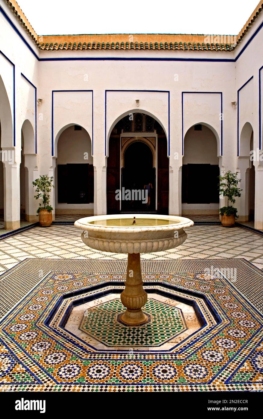Patio at the Palais de la Bahia, Marrakech, Morocco, Africa Stock Photo