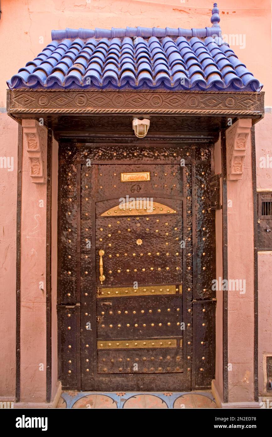 Traditional front door, Marrakech, Morocco, Africa Stock Photo