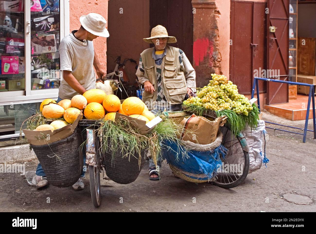 Mobile fruit vendors, Marrakech, Morocco Stock Photo Alamy
