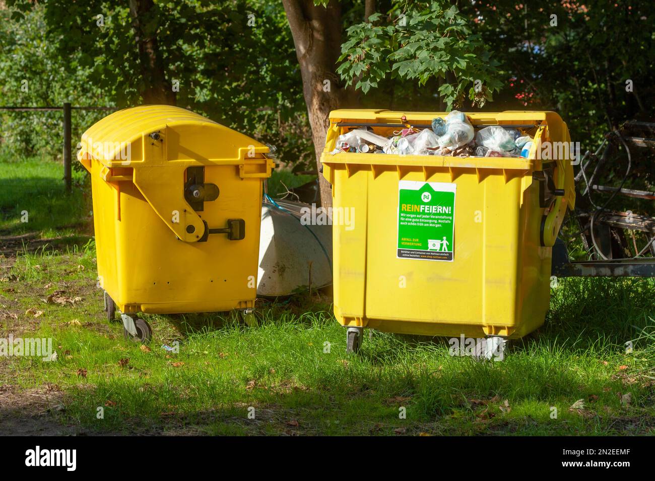 Yellow bins for plastic waste, waste separation, Germany Stock Photo Alamy