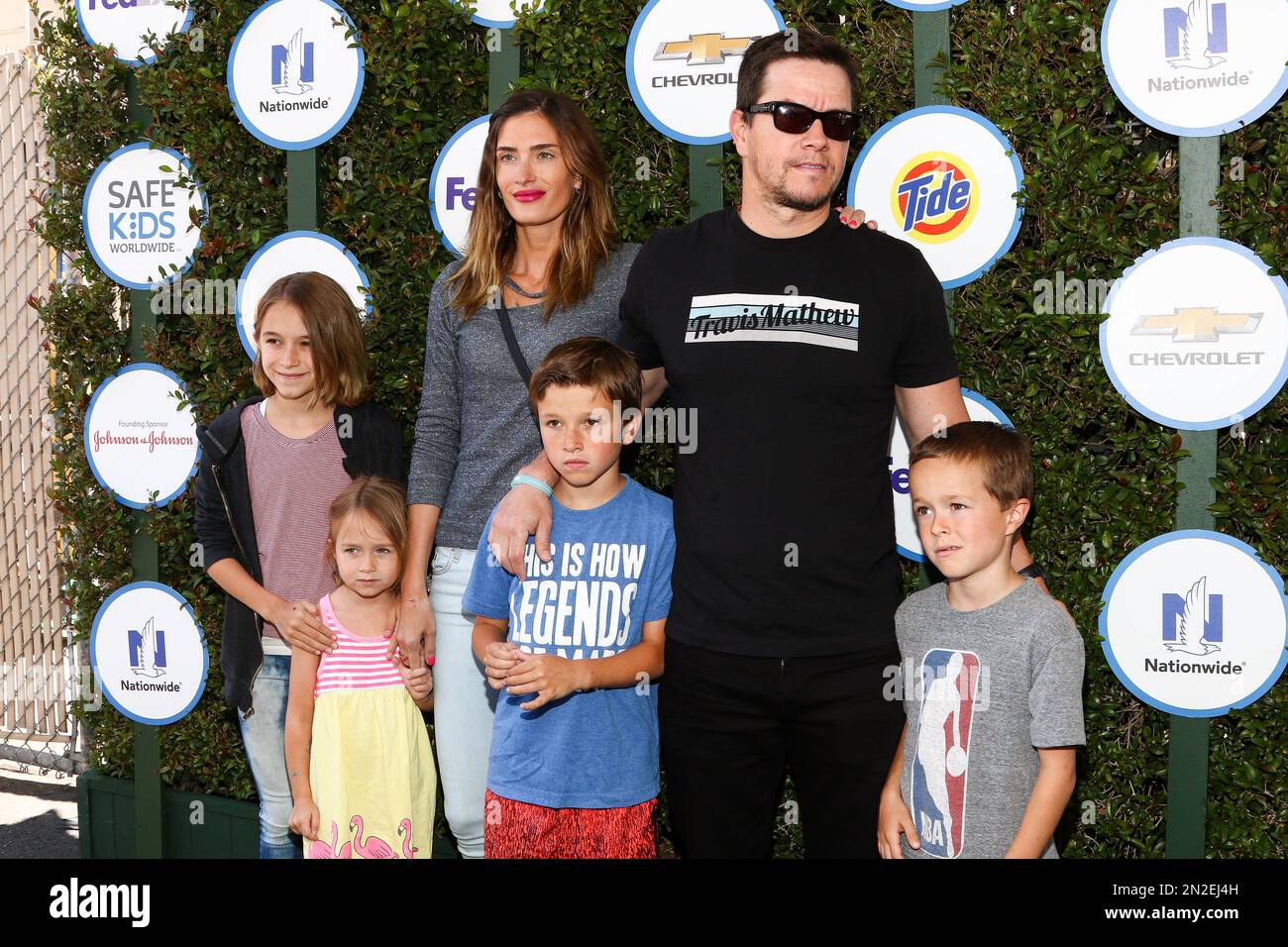 Mark Wahlberg Right Rhea Durham And Their Kids Attend Safe Kids Day 