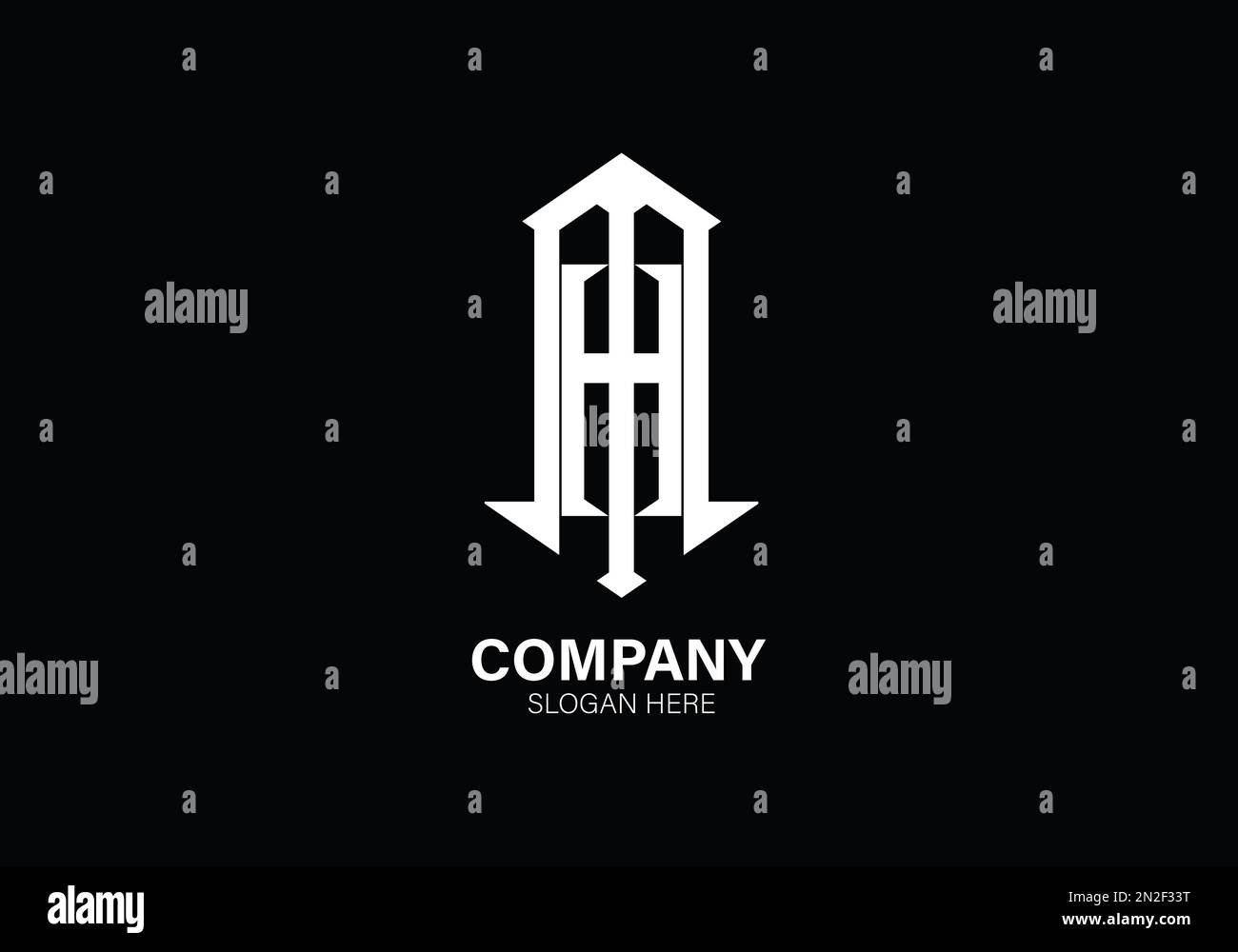 Alphabet MH or HM illustration monogram vector logo template in silver ...