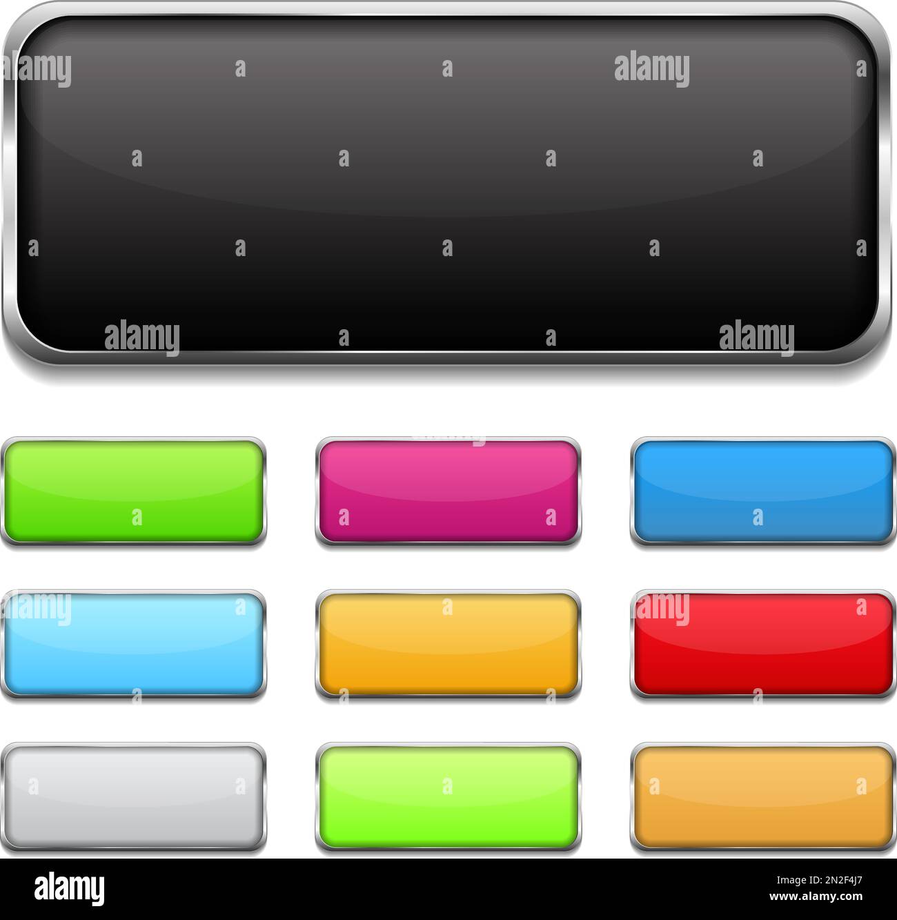 Buttons with metallic frame, vector eps10 illustration Stock Vector