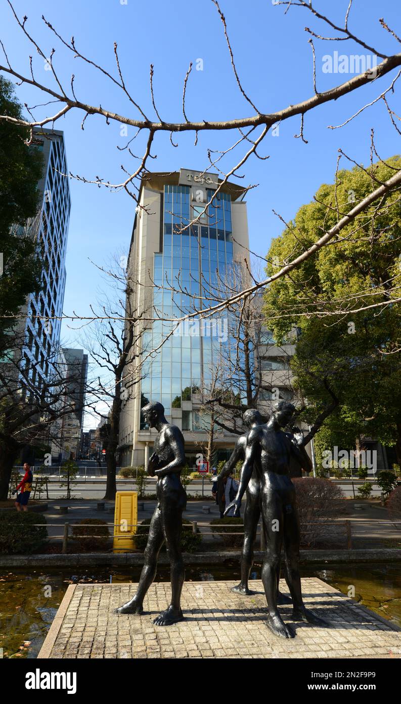 Statue expresses 'freedom, self-respect by Kazuo Kikuchi at the Chidorigafuchi Park in Chiyoda, Tokyo, Japan. Stock Photo