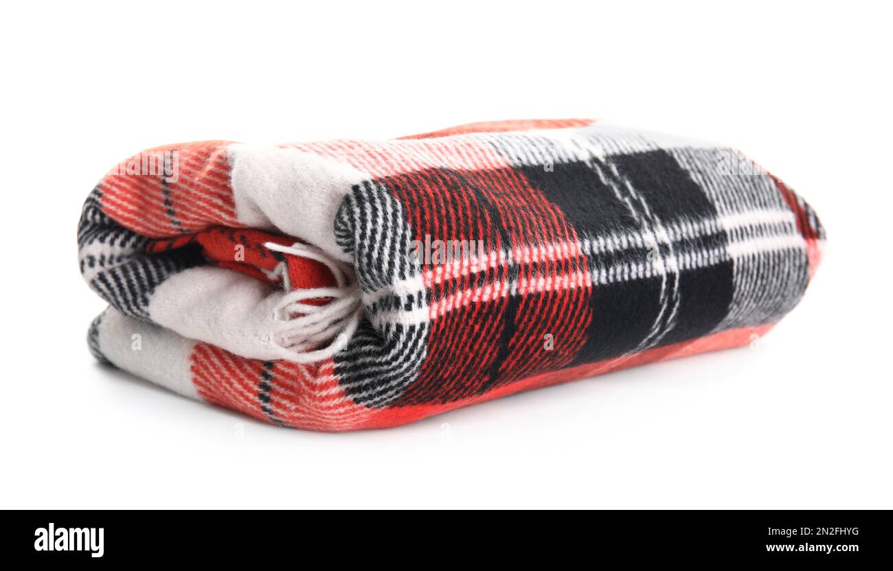 Stylish soft checkered plaid on white background Stock Photo