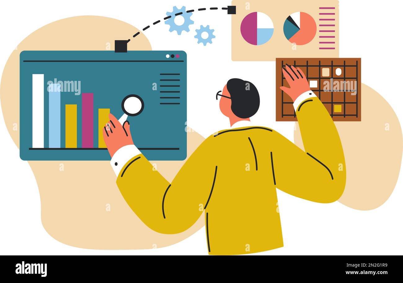 Business development and working on statistics Stock Vector