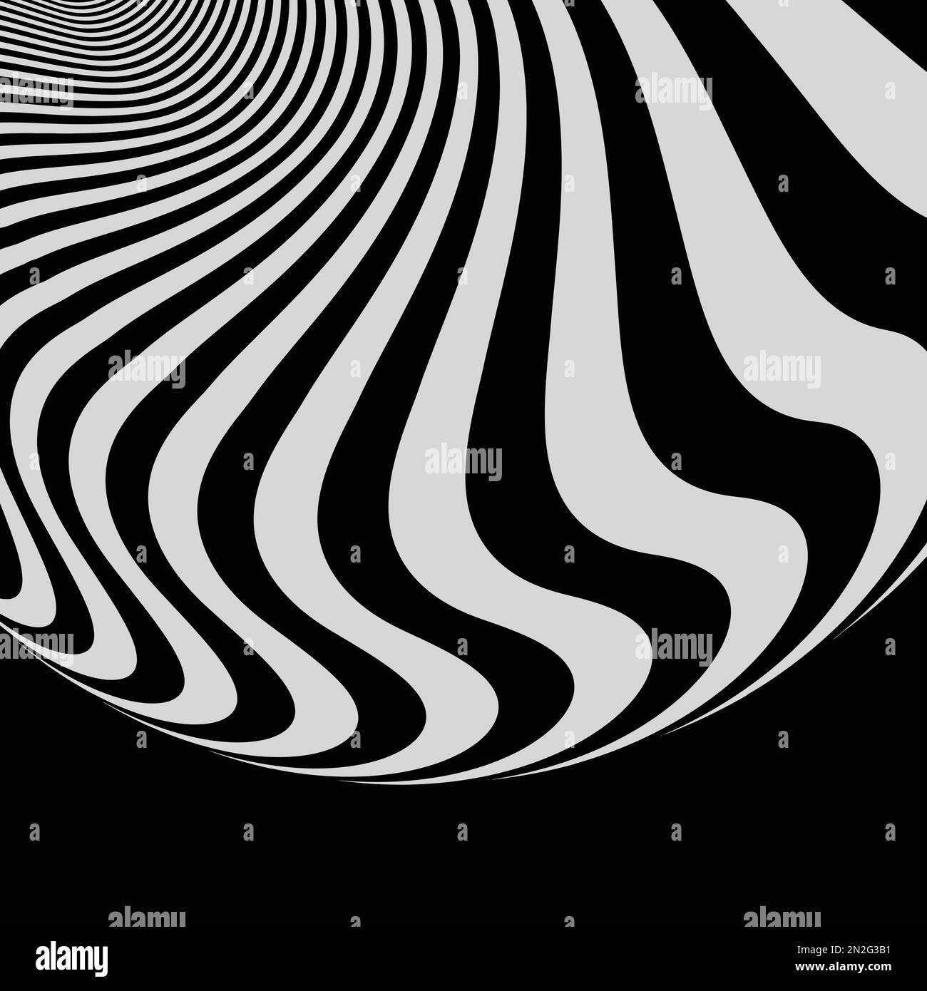 Black and White Abstract Striped Background. Optical Art. 3d Vector
