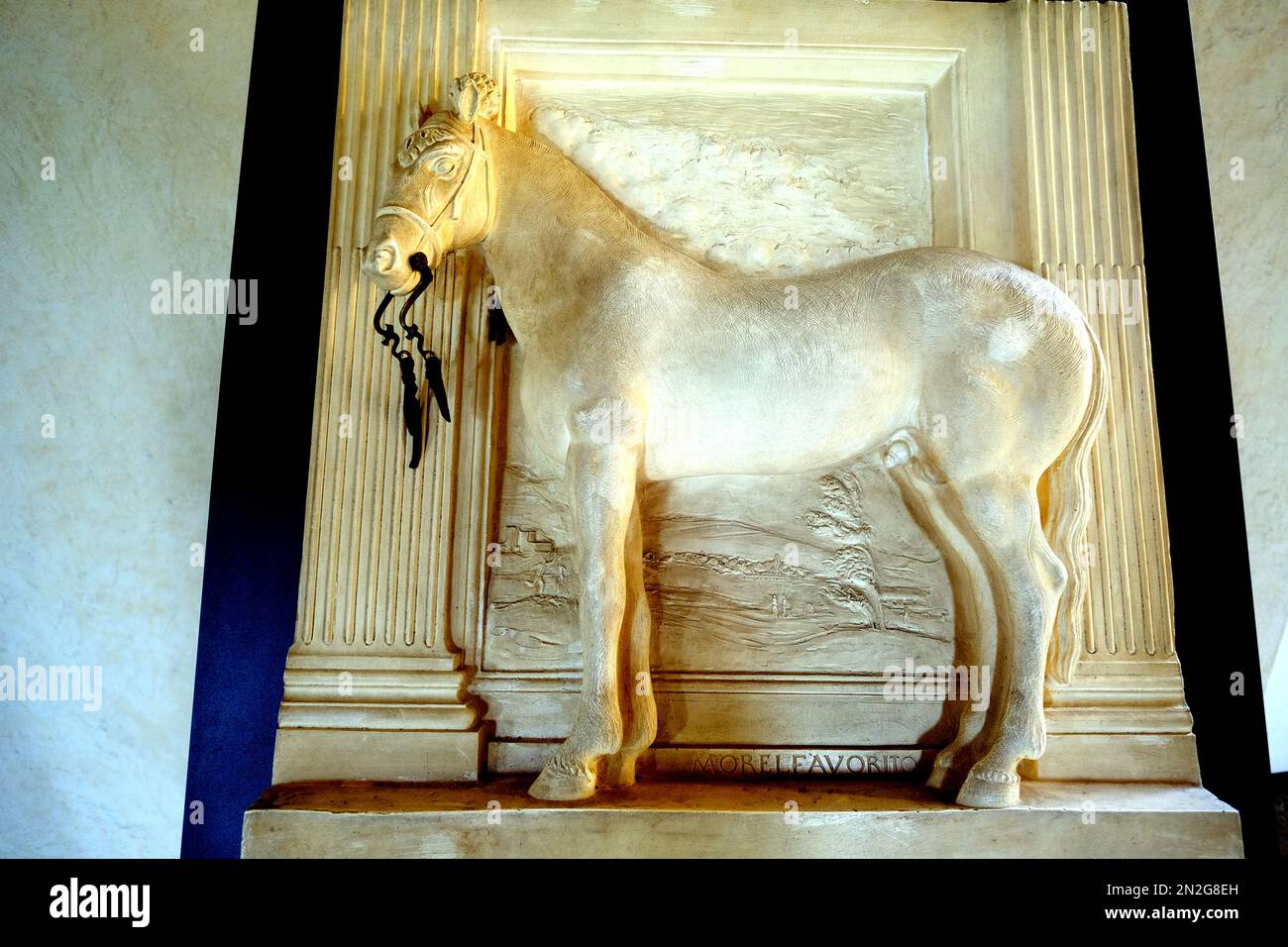 Mantui Statue of a horse in the Hall of the Horses in Palazzo Te in Mantua ...