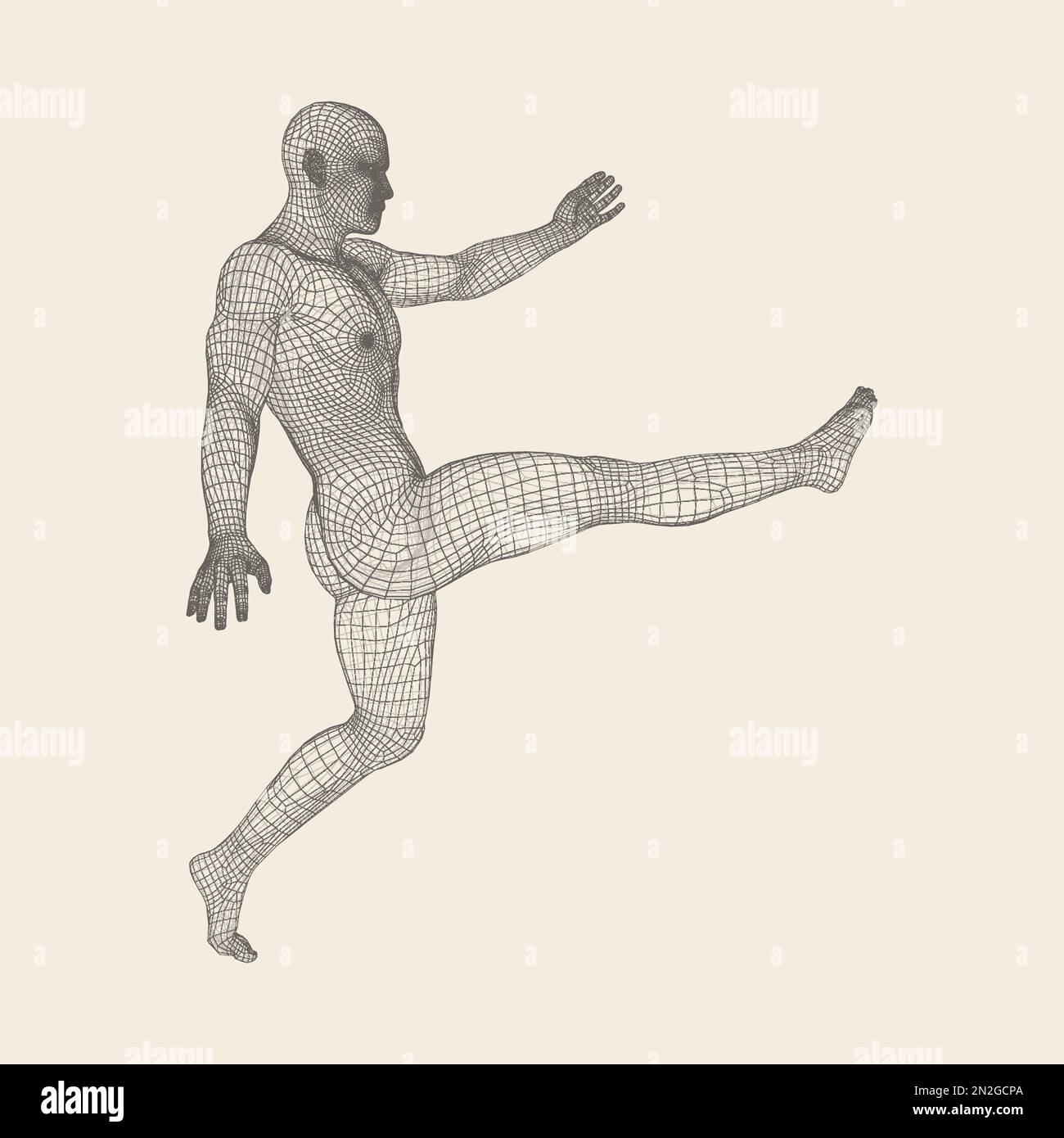Football player. Sports concept. 3D Model of Man. Human Body. Sport Symbol. Design Element